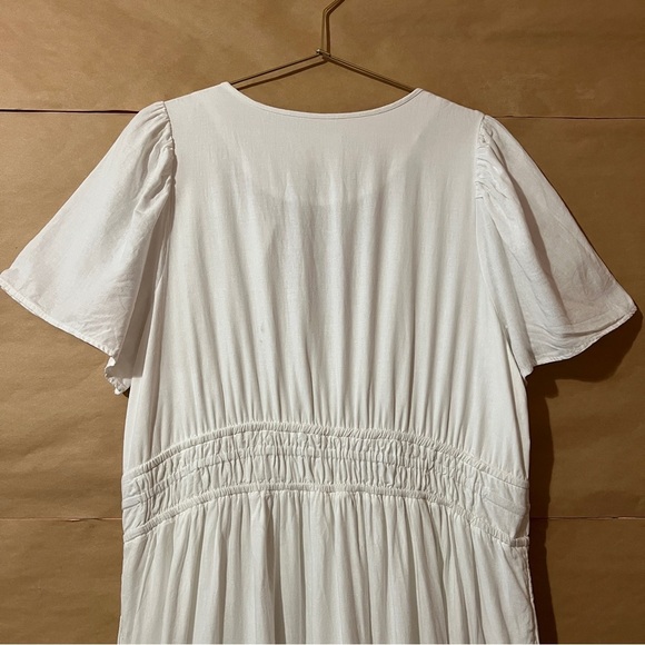 Anthropologie The Somerset Linen Maxi Dress Tiered Smocked Popover White Size XL - Picture 12 of 14